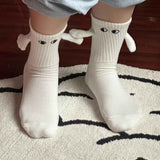 White and Black Magnetic Couple Socks 2 Pairs, Cute Hand-Holding Design with Magnets, Soft Breathable Cotton for Fun Gifts and Party Favors In Australia - Darrahopens
