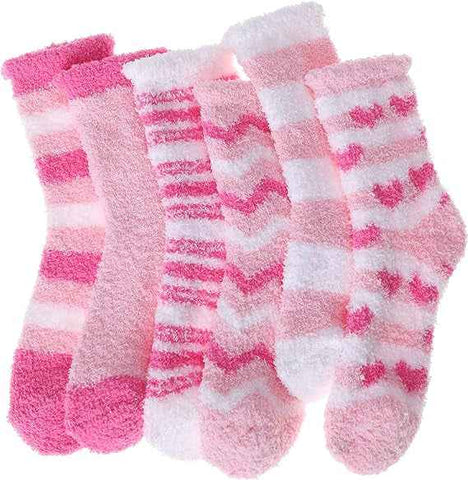 Pink Thick Plush Winter Socks 6 Pairs for Women, Cozy Fuzzy Warm Lining Soft Breathable Fit US 5-10, Perfect for Slipper Christmas and Outdoor Wear In Australia - Darrahopens