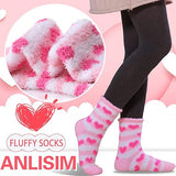 Pink Thick Plush Winter Socks 6 Pairs for Women, Cozy Fuzzy Warm Lining Soft Breathable Fit US 5-10, Perfect for Slipper Christmas and Outdoor Wear