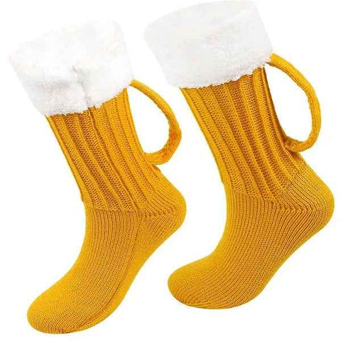 Beer Mug Socks Funny Knitted 3D Beer Handle Socks for Men, Winter Warm Floor Socks with Soft Cotton Blend, One Size 36-42 for Fun Gifts and Novelty Wear In Australia - Darrahopens