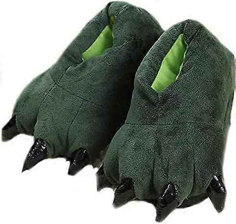 Green Plush Animal Paw Slippers for Men Women Kids, Fuzzy Dinosaur Claw Design with Non-Slip Sole, Cozy Warm House Slippers Size 40-43 for Indoor Comfort In Australia - Darrahopens