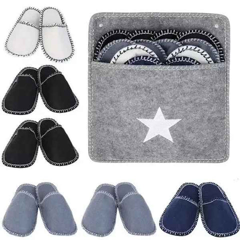 Felt Slippers 6-Pack Quiet Non-Slip for Travel Hotel Home, Washable Portable Guest Slippers with Textured Soles, 2 Pairs per Size 36-39 40-42 43-45 In Australia - Darrahopens