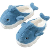 Blue Cartoon Shark Plush Slippers for Men Women, Winter Indoor Warm Cotton Slippers with Soft Comfortable Thick Soles, Non-Slip Durable PVC Size 42-43 In Australia - Darrahopens