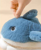 Blue Cartoon Shark Plush Slippers for Men Women, Winter Indoor Warm Cotton Slippers with Soft Comfortable Thick Soles, Non-Slip Durable PVC Size 42-43 In Australia - Darrahopens