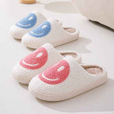 Pink Smiley Face Slippers for Women, Cute Emoji Design with Non-Slip TPR Rubber Sole, Soft Faux Fur Thick Fleece Lining for Warmth Size 38-39 In Australia - Darrahopens