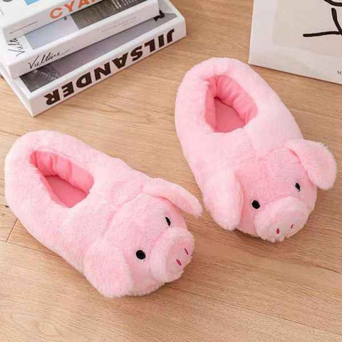 Pink Cute Pig Cartoon Animal Slippers for Women, Warm Plush Lining Soft Breathable Non-Slip Thick Sole, Available in Sizes 36-44 for Cozy Home Wear In Australia - Darrahopens