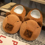 Cartoon Capybara Warm Soft Non-Slip Home Slippers for Women Men, Plush Rubber Sole One Size Fits 35-42, Cute Animal Design for Indoor Comfort In Australia - Darrahopens