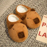 Cartoon Capybara Warm Soft Non-Slip Home Slippers for Women Men, Plush Rubber Sole One Size Fits 35-42, Cute Animal Design for Indoor Comfort In Australia - Darrahopens