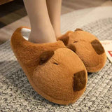 Cartoon Capybara Warm Soft Non-Slip Home Slippers for Women Men, Plush Rubber Sole One Size Fits 35-42, Cute Animal Design for Indoor Comfort In Australia - Darrahopens