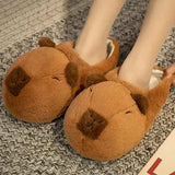 Cartoon Capybara Warm Soft Non-Slip Home Slippers for Women Men, Plush Rubber Sole One Size Fits 35-42, Cute Animal Design for Indoor Comfort In Australia - Darrahopens