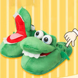 Cartoon Crocodile Cotton Slippers for Adults, Fun Opening Mouth Design with Memory Foam Insole, Non-Slip Soft Plush for Home 38-39 In Australia - Darrahopens
