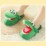 Cartoon Crocodile Cotton Slippers for Adults, Fun Opening Mouth Design with Memory Foam Insole, Non-Slip Soft Plush for Home 38-39