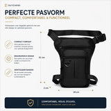 Water-Resistant Oxford Leg Bag with Adjustable Waist and Thigh Straps, Compact Motorcycle Crossbody Bag for Cycling, Hiking and Travel