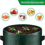 5 Pieces 38 L Grow Bags with Handles and Harvest Window, Breathable Planter Bags for Potatoes, Carrots and Vegetables, Green