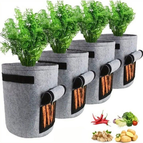 4 Pieces 38 L Grow Bags with Handles and Harvest Window, Breathable Planter Bags for Potatoes, Carrots and Vegetables, Green In Australia - Darrahopens