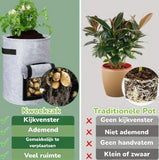 4 Pieces 38 L Grow Bags with Handles and Harvest Window, Breathable Planter Bags for Potatoes, Carrots and Vegetables, Green