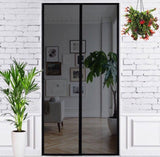 Magnetic Fly Curtain, Fiberglass Door Screen, Door Curtain, 210 x 91 cm, Black, with Energy-Efficient LED Illumination
