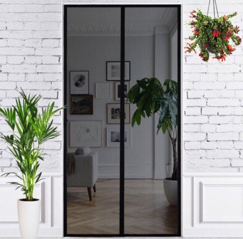 Magnetic Fly Curtain, Fiberglass Door Screen, Door Curtain, 210 x 91 cm, Black, with Energy-Efficient LED Illumination