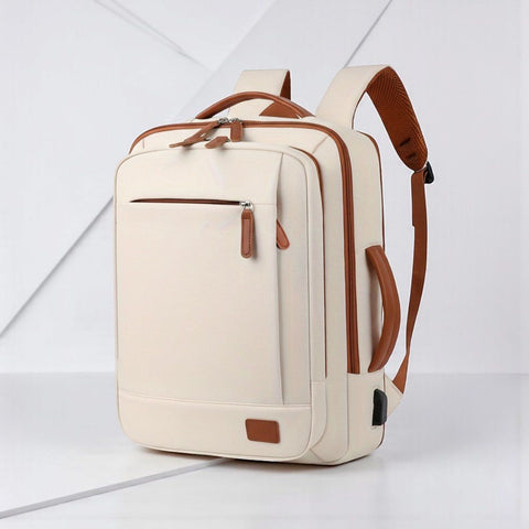 Women's Laptop Bag, 24L, Travel Bag, With charging port, Laptop compartment, Lockable drying compartment, Laptop backpack, Beige In Australia - Darrahopens