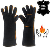 BBQ Gloves, Cowhide Leather, Heat Resistant up to 260°C, Barbecue Gloves, non slip Grip and Reinforced Palm, For Fireplace, Hearth and Grill In Australia - Darrahopens