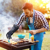 BBQ Gloves, Cowhide Leather, Heat Resistant up to 260°C, Barbecue Gloves, non slip Grip and Reinforced Palm, For Fireplace, Hearth and Grill