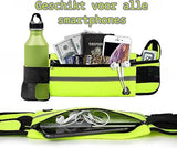 Running Waistband, water repellent and Breathable Material, Spacious Storage Pockets for Smartphone, Water Bottle or Power Bank, Yellow