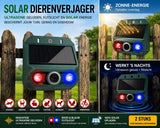 2 Pieces Solar Animal Repellers with Motion Sensor, Ultrasonic Sound Alarm and Red Blue LED Strobes for Garden, Farm and Yard, Green In Australia - Darrahopens