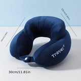 Shaped Travel Pillow, Ergonomic Neck Support Pillow, Airplane Neck Pillow, Cervical Pillow for Airplane and Travel, Blue