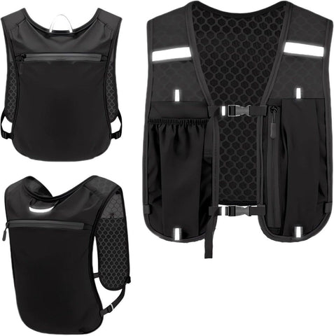 Lightweight Running Hydration Vest with Phone Holder, Multiple Pockets and Reflective Stripes for Cycling, Hiking and Horse Riding, Black In Australia - Darrahopens