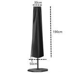 Waterproof 600D Parasol Cover with Zipper, Drawstring and Storage Pouch for Cantilever and Standing Parasols, Black, 190 x 50 x 30 cm