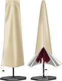 Waterproof 600D Parasol Cover with Zipper, Drawstring and Storage Pouch for Cantilever and Standing Parasols, Khaki, 190 x 50 x 30 cm