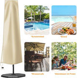 Waterproof 600D Parasol Cover with Zipper, Drawstring and Storage Pouch for Cantilever and Standing Parasols, Khaki, 190 x 50 x 30 cm