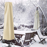 Waterproof 600D Parasol Cover with Zipper, Drawstring and Storage Pouch for Cantilever and Standing Parasols, Khaki, 190 x 50 x 30 cm
