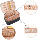 Storage Bag, Portable Bag, Cosmetic Travel Bag, Makeup Case, Large Capacity Organizer, Travel with Handle and Distribution, Black