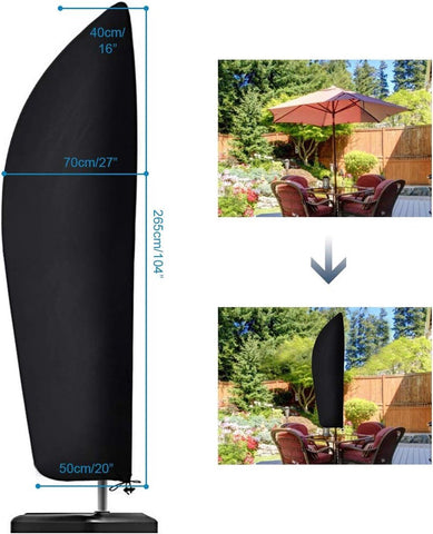 Waterproof 210D Parasol Cover for Cantilever and Standing Parasols, Dustproof Weatherproof UV Protection, Black, 265 x 70 cm In Australia - Darrahopens
