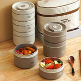 Lunch box, snack box with three layers of stainless steel with insulated bag, 440 ml, for Home Kitchen and Everyday Cooking