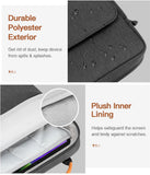 Water-Repellent Laptop Sleeve with Extra Storage Compartments, Protective Carry Case for 22.9 to 27.9 cm Laptops, Black and Grey