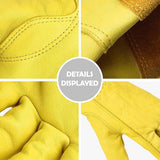 1 Pair of garden gloves, resistant cowhide, Long forearm protection, Puncture and cut resistant, Leather gloves, 42 cm long garden gloves, Yellow