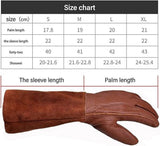 1 Pair of garden gloves, resistant cowhide, Long forearm protection, Puncture and cut resistant, Leather gloves, 42 cm long garden gloves, Yellow