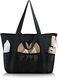 Women's Beach Bag, Beach Bag for the Whole Family, Waterproof Mesh Beach Bag, Fashionable and Versatile Bag for Beach, XXL Black In Australia - Darrahopens