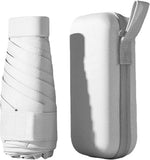 Mini Travel Umbrella with Storage Case, Windproof 6 Rib Folding Rain and Snow Umbrella for Handbags and Daily Carry, White In Australia - Darrahopens