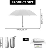 Mini Travel Umbrella with Storage Case, Windproof 6 Rib Folding Rain and Snow Umbrella for Handbags and Daily Carry, White