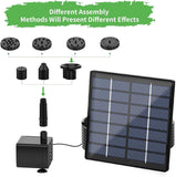 Solar‑Powered Bird Bath Fountain Pump, 6 Spray Nozzles, 3 m Long Power Cord, 11CM Solar Panel for Outdoor Pond & Garden Decoration