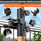 Adjustable Metal Balcony Parasol Bracket, Sturdy Clamp‑on Umbrella Holder for Ø23‑38 mm Poles, Space‑Saving Mount for Balcony Railing, Patio In Australia - Darrahopens