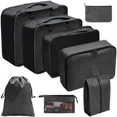 8 Pieces Travel Organizer Storage Bags, Packing Cubes Suitcase, Clothing Storage, Airtight Moisture, Proof, Black In Australia - Darrahopens