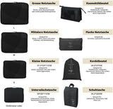 8 Pieces Travel Organizer Storage Bags, Packing Cubes Suitcase, Clothing Storage, Airtight Moisture, Proof, Black