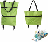 Foldable Shopping Cart, 2-in-1 Trolley Bag, Carrying Bag, Reusable Shopping Bag for Home and Supermarket, Travel Bag Green In Australia - Darrahopens