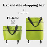 Foldable Shopping Cart, 2-in-1 Trolley Bag, Carrying Bag, Reusable Shopping Bag for Home and Supermarket, Travel Bag Green In Australia - Darrahopens