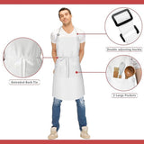 Plus Size Waterproof Apron with Two Pockets and Adjustable Neck Strap for Cooking, Grilling and Working, White, 97 x 88 cm