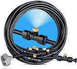 Garden Irrigation System, 19 FT 6 m, 6 Brass Mist Nozzles, Brass Adapter 3, 4", Outdoor Misting Watering System for Patio, Backyard, Greenhouse